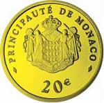 20 евро Монако 2008 год 50 лет со дня рождения Князя Альберта II