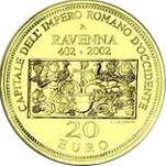20 евро Сан-Марино 2002 год 1600 лет со дня провозглашения города Равенна столицей Западной Римской империи