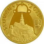 100 евро Словакия 2011 год 1150 лет со дня смерти князя Прибины
