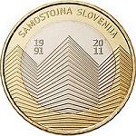 3 евро Словения 2011 год 20 лет независимости Словении