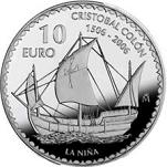 10 евро Испания 2006 год 500 лет со дня смерти Христофора Колумба: Нинья