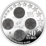 30 евро Испания 2012 год 10 лет наличному обращению евро