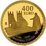 400 евро Испания 2006 год 500 лет со дня смерти Христофора Колумба