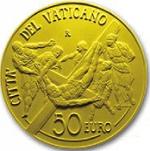50 евро Ватикан 2011 год Восстановление капеллы Паолина: Фреска «Мученичество святого Петра»