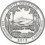 25 центов США 2013 год Национальный лес Белые горы