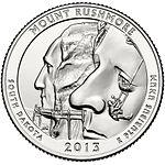 25 центов США 2013 год Национальный мемориал Маунт-Рашмор
