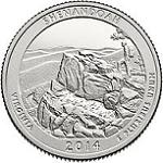 25 центов США 2014 год Национальный парк Шенандоа