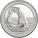 25 центов США 2014 год Национальный парк Арки