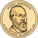 1 доллар США 2011 год 20-й президент США Джеймс Гарфилд