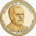 1 доллар США 2014 год 32-й президент США Франклин Рузвельт