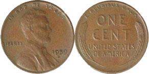 1 цент США 1959 года с пшеничным реверсом - цент мула