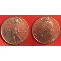Италия,  50 лир, кузнец, обращение. Года: 1977, 1978