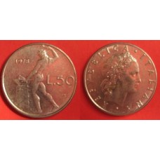 Италия,  50 лир, кузнец, обращение. Года: 1977, 1978