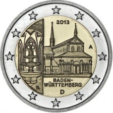 Германия, 2 евро,  Федеральная земля Баден-Вюртемберг, монеты из ролла. Год: 2013