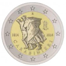 Италия, 2 евро, 200 лет Карабинерам, монета из ролла. Год: 2014