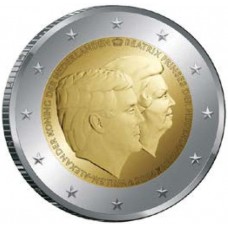 Нидерланды, 2 евро, Король Виллем-Александр и принцесса Беатрикс, монета из ролла. Год: 2014