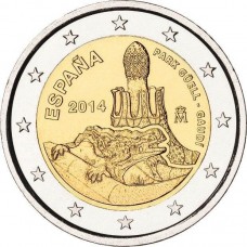 Испания, 2 евро, Парк Гуэль, монета из ролла. Год: 2014